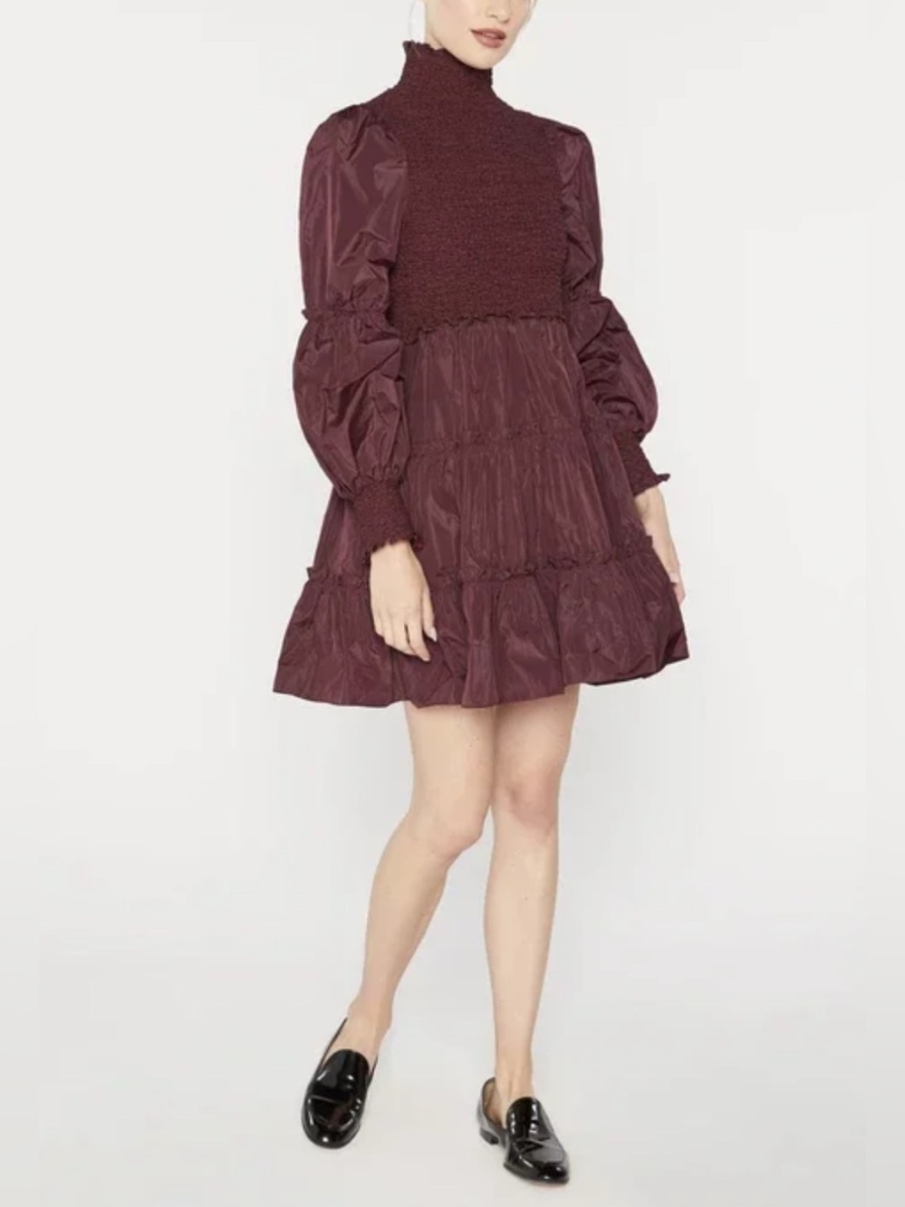NEW Cinq à Sept Kaya fit-and-flare taffeta dress in merlot 10